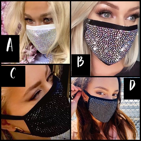 New Rhinestone face mask with removable liner - Picture 2 of 5